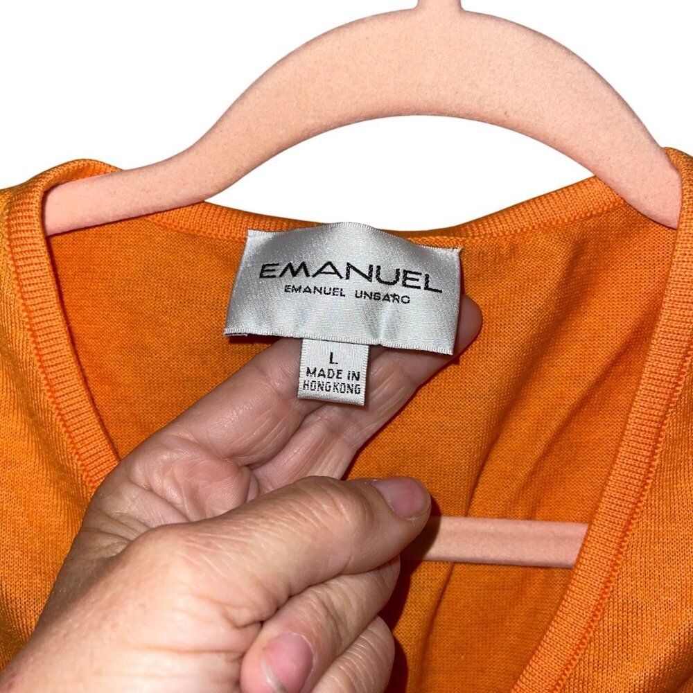 Emanuel Ungaro Womens Top Size Large Orange Sleeveless Knit Pure Cotton - Picture 3 of 7